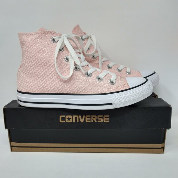 Women's Converse Chuck Taylor All Star Hi-Top White/Vapor Pink/White Sneakers-S7 - Picture 2 of 7